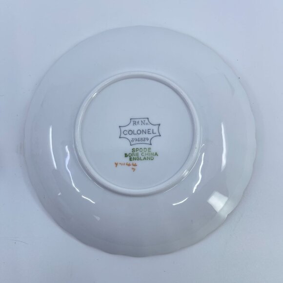 spode colonel gray bone china cups and saucers set of 4 floral garland gold trim - Picture 8 of 9